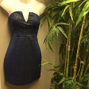 Mini Denim Blue Dress with shimmer material